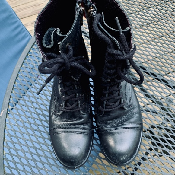 Black leather combat boots - Picture 2 of 9